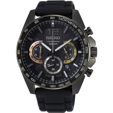 Seiko Chronograph 44MM men Black Steel | SSB349P1