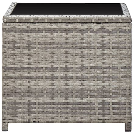 vidaXL - Salontafel - 45x45x40 - cm - poly - rattan - en - glas - grijs