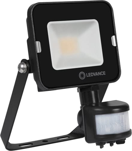 Ledvance LED Breedstraler Compact Zwart 10W 1000lm 100D - 840 Koel Wit | IP65 - Symmetrisch - Bewegings- en lichtsensor