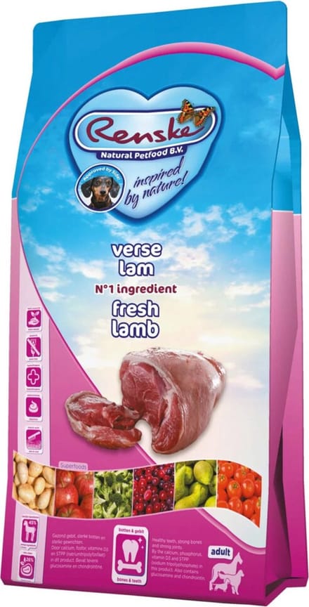2x Renske Super Premium Adult Lam Graanvrij 12 kg