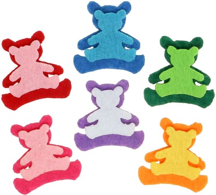 Strooidecoratie beer van vilt diverse kleuren 3,5cm x 3,5cm 100 st