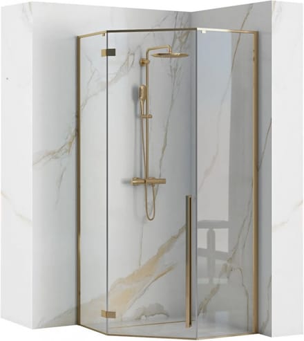 Rea Diamond Gold 100X100 - 195 cm - Douchecabine - Vifjhoek - Goud