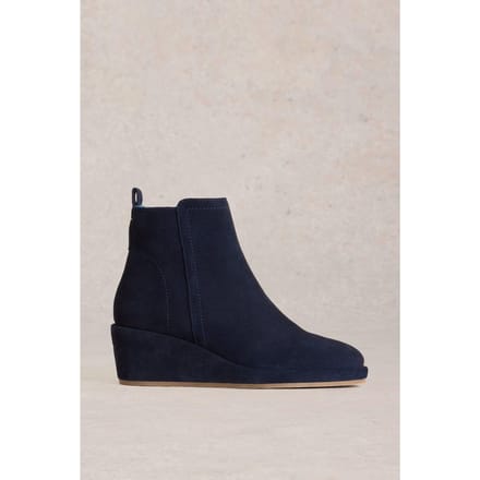 White Stuff Luna Suede Wedge Ankle Boot Dark Navy Größe: 3 | Stiefel Outlet | Damen | Blau