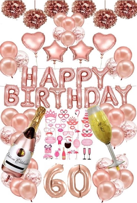 FeestmetJoep® 60 jaar verjaardag versiering & ballonnen - Rose goud