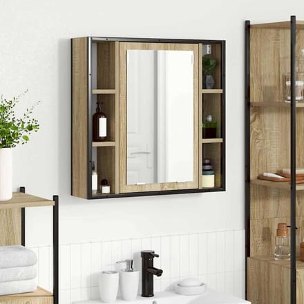 vidaXL - Spiegelkast - Sonoma - Eik - 60 - x - 16 - x - 60 - cm - Bewerkt - hout