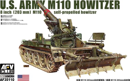 AFV Club Modelbouwpakket Auto - 35110 U.S. Army M110 howitzer - 8 inch (203mm) M110 self propelled Plastic - 1:35 - Modelbouw