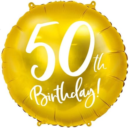 Partydeco - Folieballon 50 Birthday Goud 45 cm