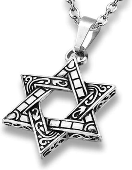 Amanto Ketting Dinho - 316L Staal - Davidster - 47x35mm - 60cm