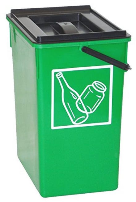 Groene Afvalbak voor Recycling met Handvat en Deksel 20 x 28 x 34 cm