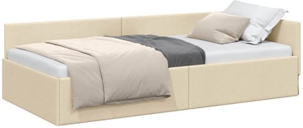 vidaXL - Hoek - Bed - Frame - Crème - 90 - x - 190 - cm - Stof