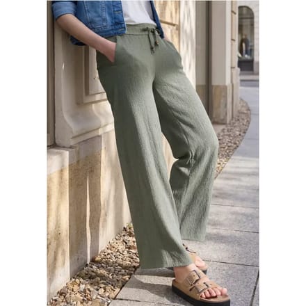 Wide Legs broek in crinkle crashstructuur