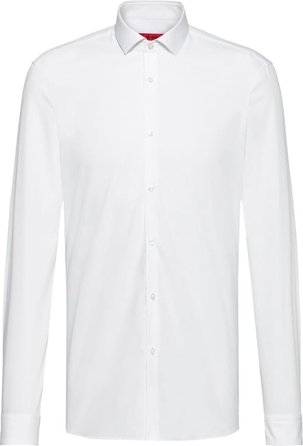 HUGO Erondo slim fit overhemd - popeline - wit - Strijkvriendelijk - Boordmaat: 42