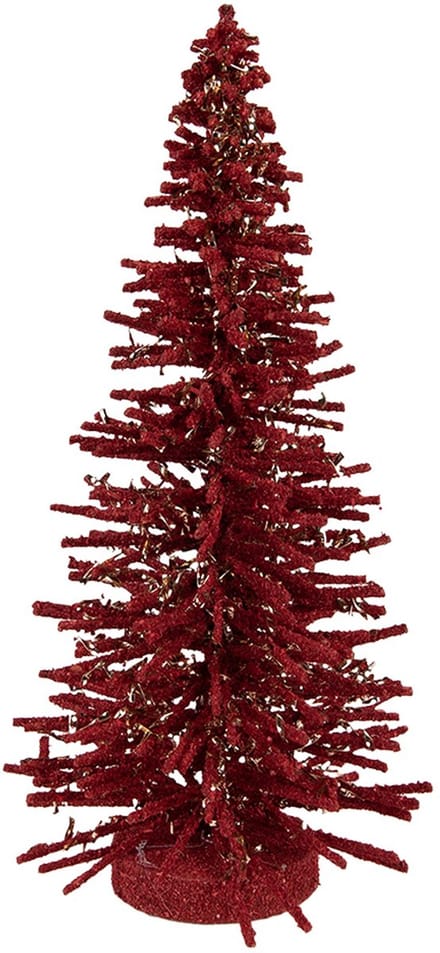 Clayre & Eef Kerstdecoratie Beeld Kerstboom Ø 14x25 cm Rood Hout