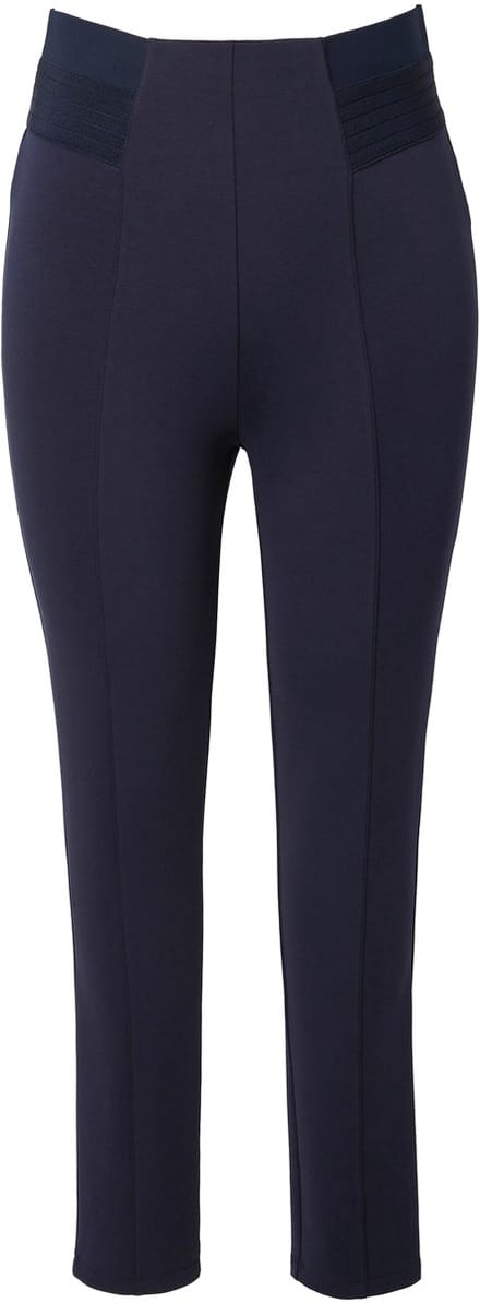 Ulla Popken - Dames - Punto-legging biesjes smalle pijpen elastische tailleband - Marine - Maat 58+