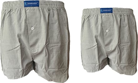 Embrator 2-stuks mannen Boxershorts geweven katoen olijfgroen/wit L