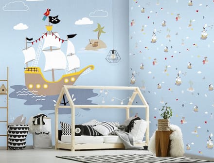 INGK - Kate & Andy - Behang - Little Pirates (blue)