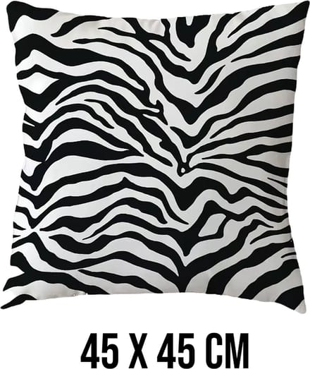 Allernieuwste.nl® Kussenhoes Zebra Zwart Wit 2 Kussen Polyester - Kussenovertrek - 45 x 45 cm %%