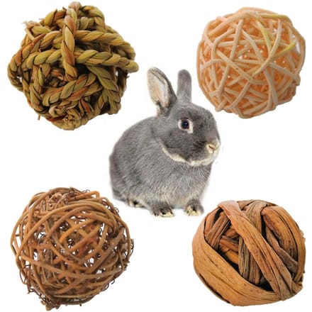 4 pièces Jouets Boules en Bambou Tressé pour Mordre les Oiseaux Accessoires gray