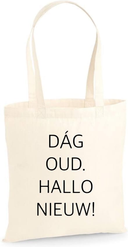 Linnen tas Dag oud hallo nieuw, Naturel, One Size