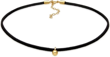 Elli - Halsketting - dames choker velours zwart ball basic in 925 sterling zilver verguld - Dames