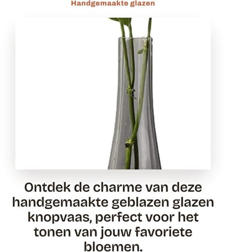 Dailygoods- Glazen Vaas Groot - Handgemaakt - Decoratieve Vaas - Transparant - Bloem Vaas - Middelpunt voor Bruiloft
