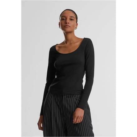 Urban Classics - Wide Neck Longsleeve top - 5XL - Zwart