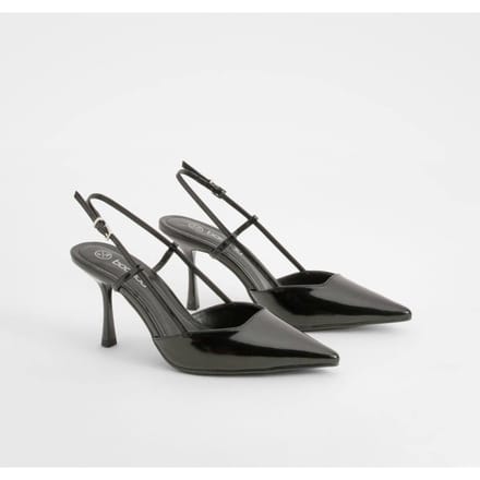 boohoo Dames Slingback Box Pointed Court schoenen | Black | Maat: 8