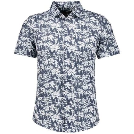 Ragman Overhemd Soft Knit Abstract Floral Pattern Donker Blauw-Wit / male