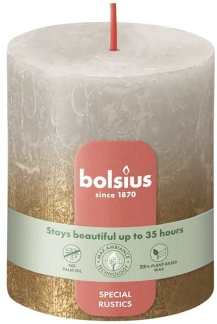 Bolsius Stompkaarsen Sunset 4 st rustiek 80x68 mm zandgrijs goudkleur