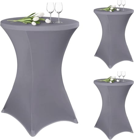 3-pack Stretch Statafelhoezen Lichtgrijs voor Ronde Tafels Ø 80-85 cm