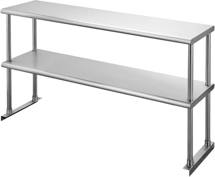 RVS Werktafel met Dubbele Legplank 120x30 cm - Sterk en Duurzaam