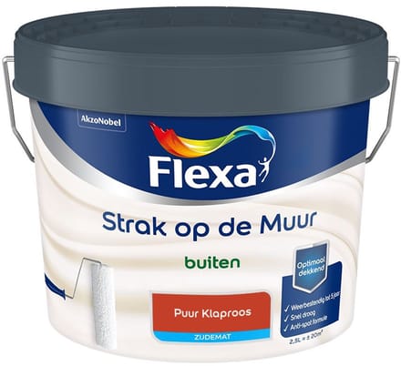 Flexa - Strak Op De Muur Buiten Zijdemat - Puur Klaproos - Mengverf - 2,5 L