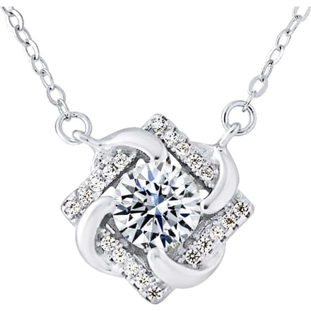 Solitaire ketting zilveren zirkoniumoxiden 925