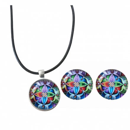 2-Delige set Flo-Ketting-Extra grote Clip Oorbellen- Charme Bijoux