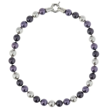 Behave - Glasparelketting dames - Chique stijl - 47 cm - Paars/Zilver