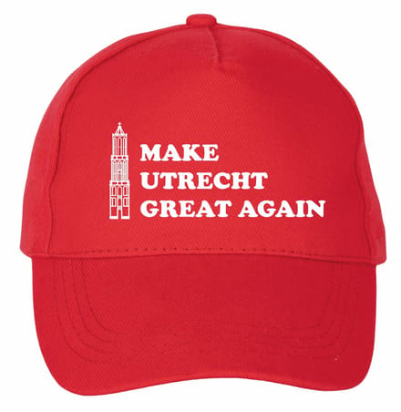 Mijncadeautje - 5 panel - Cap - Verstelbaar - Rode pet van 100% dik geborsteld katoen- unisex - opdruk wit - Make Utrecht Great again