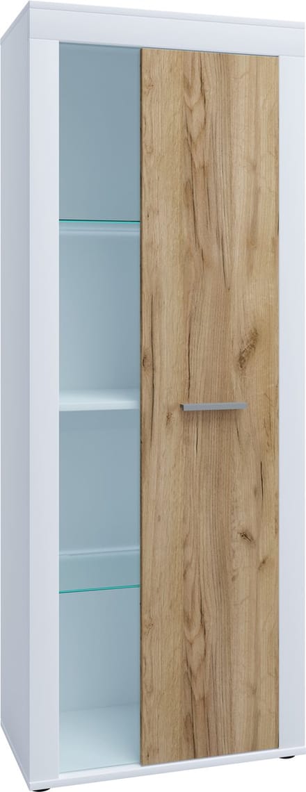 Houten ladekast dressoir highboard vitrinekast woonkamer kast Usilo draaideur glas