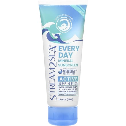 Stream2Sea, Everyday Mineral Sunscreen, Active, SPF 45, 2.5 fl oz (75 ml) white
