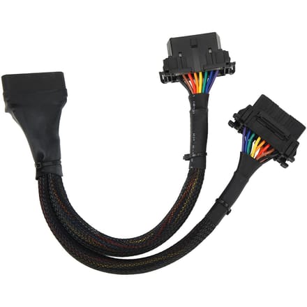 1-op-2 OBD2 Verlengsnoer 16-Pin 30cm Lengte Man naar Dubbel Vrouwelijk Diagnostische Adapterkabel black