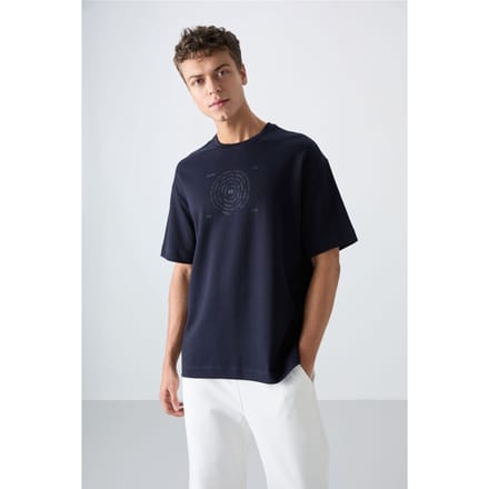 Oversized Katoenmix Ronde Hals T-Shirt
