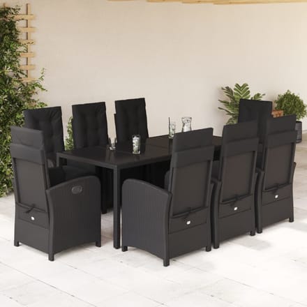 vidaXL - 9-delige - Tuinset - poly - rattan - zwart