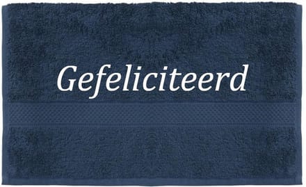 Handdoek - Gefeliciteerd - 100x50cm - Donker blauw