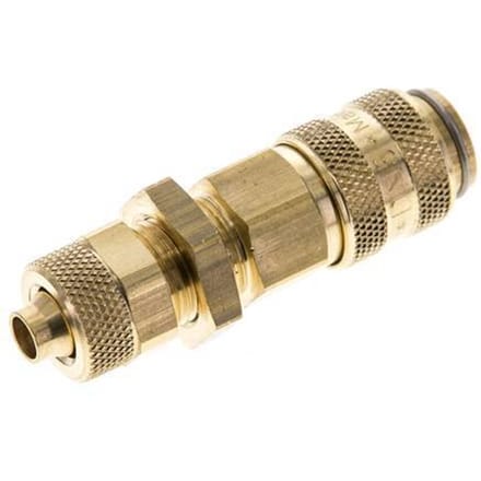Messing DN 5 Luchtkoppeling Snelkoppeling 6x8 mm Push-On Schotkoppeling Double Shut-Off - CLS5-NB-B-SV-6