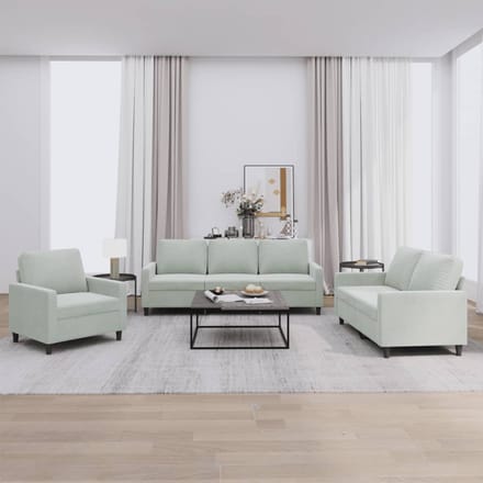 vidaXL - 3-delige - Loungeset - met - kussens - fluweel - lichtgrijs