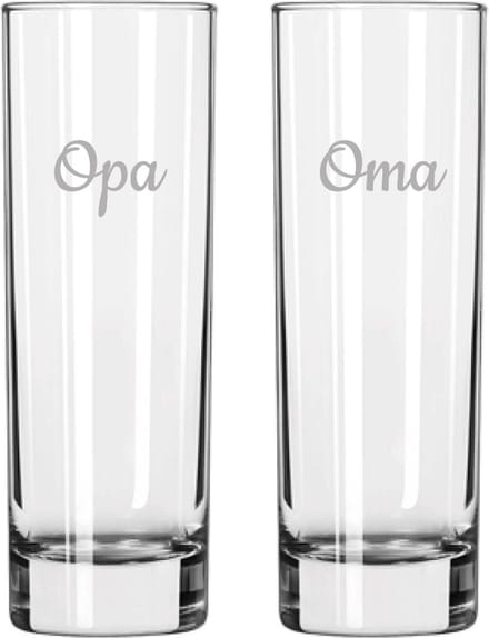 Gegraveerde longdrinkglas 22cl Opa & Oma