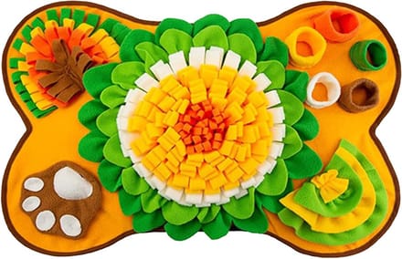 Snuffelmat Hond - Voer Speelgoed - Mentale Stimulatie - Met Pieper - 63x43 cm - Geel