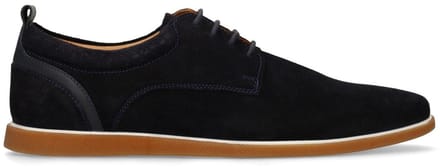 No Stress - Heren - Donkerblauwe suède veterschoenen - Maat 44