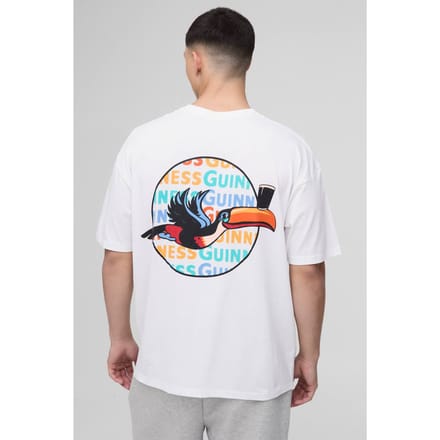 Oversized Guinness Toekan Licentie Geprint T-Shirt | White | Size Medium