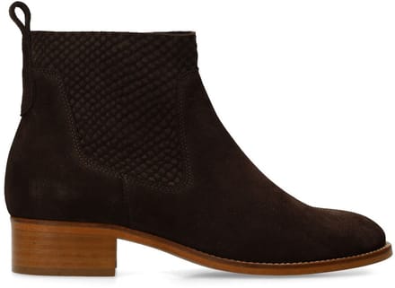 Manfield - Dames - Bruine suède enkellaarsjes - Maat 38
