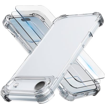 Hoesje - geschikt voor iPhone 17 Air - Transparant - 2x screenprotector - beschermglas screen protector - Anti Shock - hoes case